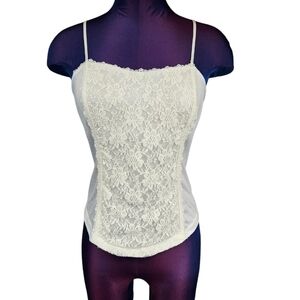 Vintage Y2K Weavers Ivory Lace Cami Bustier Tank Top Size Medium Juniors N13